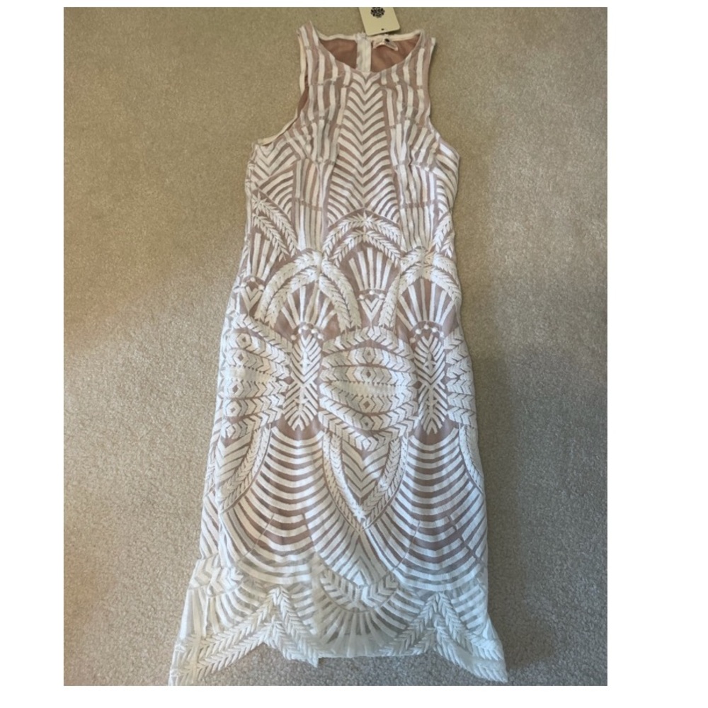 White and Tan Morning Mist Dress